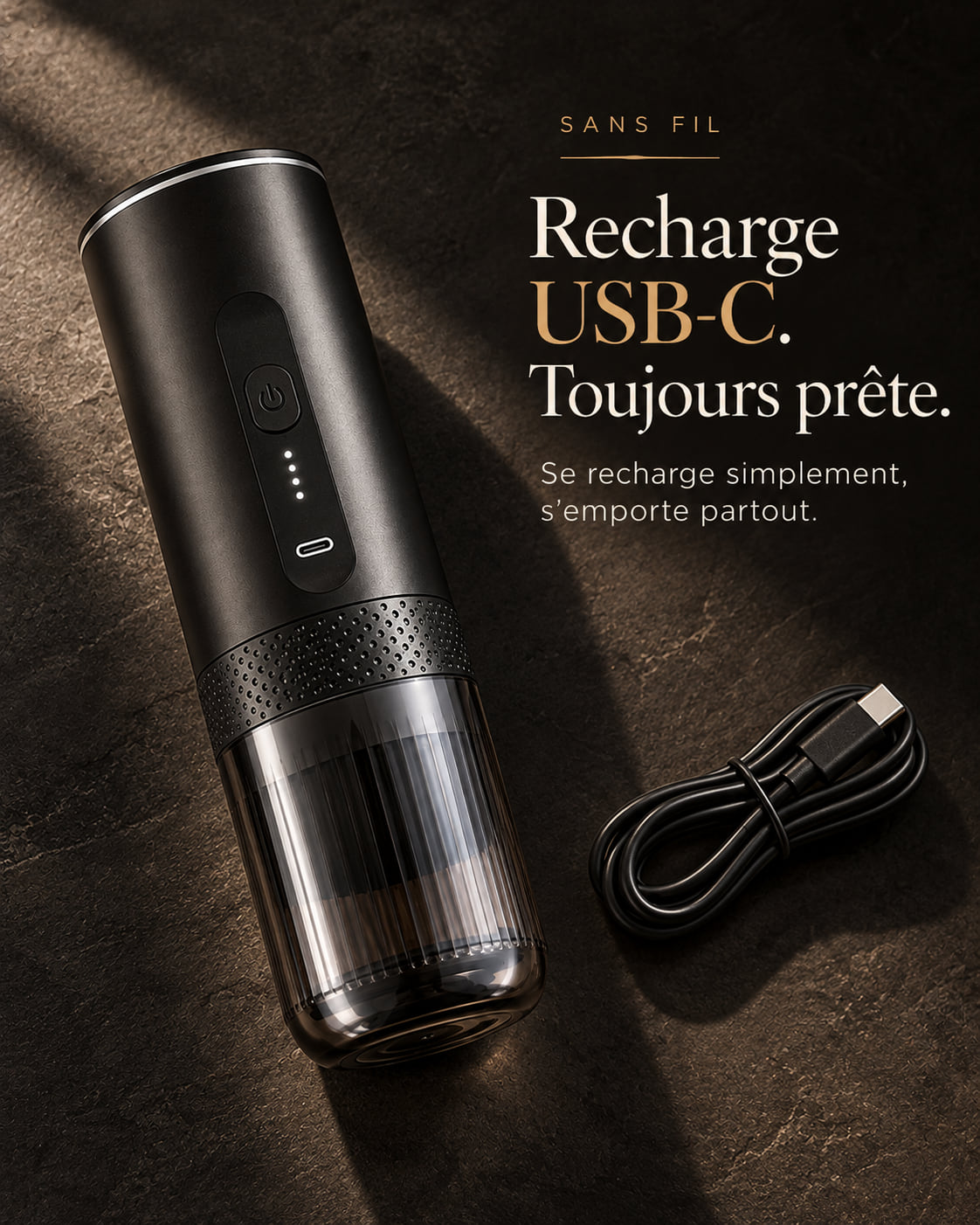 L'Allongé et son câble : recharge USB-C